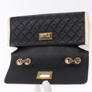 CHANEL Chain Matelasse 2.55 Shoulder Bag Lamb Skin Black Gold CC Auth 194876V-18