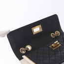 CHANEL Chain Matelasse 2.55 Shoulder Bag Lamb Skin Black Gold CC Auth 194876V-19