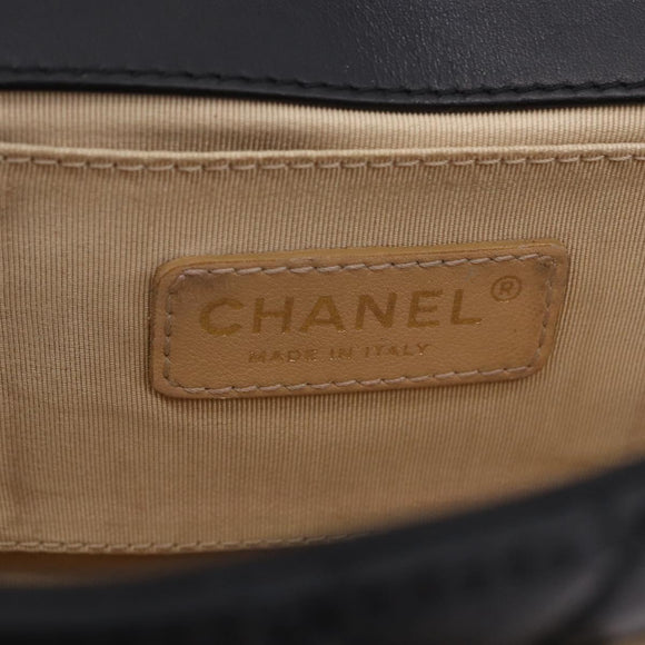 CHANEL Chain Matelasse 2.55 Shoulder Bag Lamb Skin Black Gold CC Auth 194876V