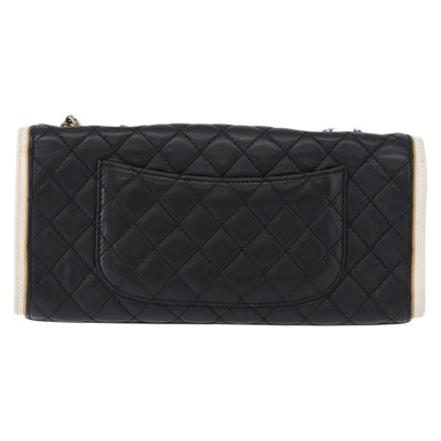 CHANEL Chain Matelasse 2.55 Shoulder Bag Lamb Skin Black Gold CC Auth 194876V - 0