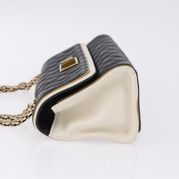 CHANEL Chain Matelasse 2.55 Shoulder Bag Lamb Skin Black Gold CC Auth 194876V