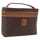 CELINE Macadam Canvas Vanity Hand Bag PVC Leather Brown Gold Auth 194878A-1