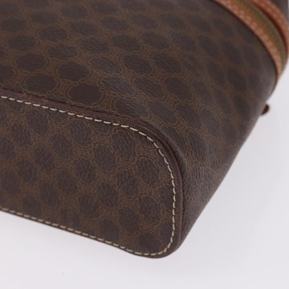 CELINE Macadam Canvas Vanity Hand Bag PVC Leather Brown Gold Auth 194878A