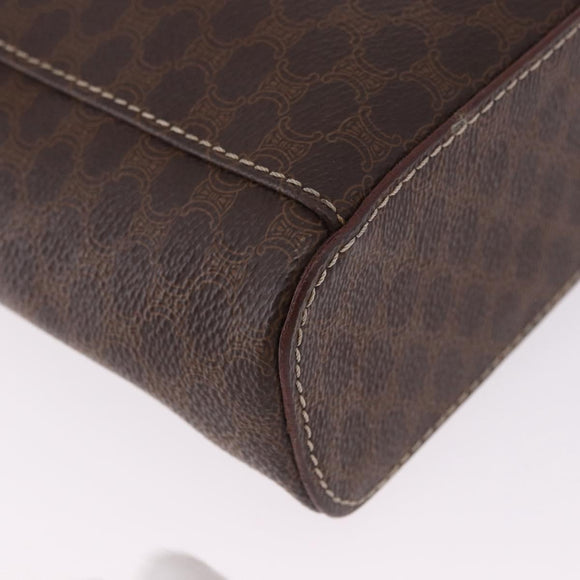 CELINE Macadam Canvas Vanity Hand Bag PVC Leather Brown Gold Auth 194878A