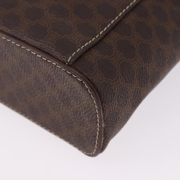CELINE Macadam Canvas Vanity Hand Bag PVC Leather Brown Gold Auth 194878A