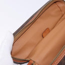 CELINE Macadam Canvas Vanity Hand Bag PVC Leather Brown Gold Auth 194878A-18