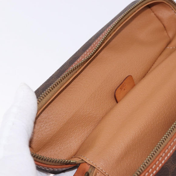 CELINE Macadam Canvas Vanity Hand Bag PVC Leather Brown Gold Auth 194878A