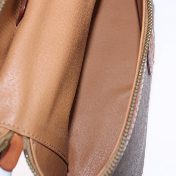 CELINE Macadam Canvas Vanity Hand Bag PVC Leather Brown Gold Auth 194878A
