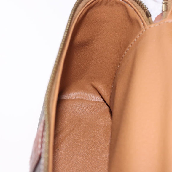 CELINE Macadam Canvas Vanity Hand Bag PVC Leather Brown Gold Auth 194878A