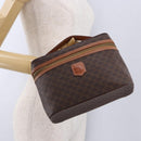 CELINE Macadam Canvas Vanity Hand Bag PVC Leather Brown Gold Auth 194878A-21