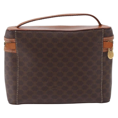 CELINE Macadam Canvas Vanity Hand Bag PVC Leather Brown Gold Auth 194878A - 0