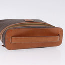CELINE Macadam Canvas Vanity Hand Bag PVC Leather Brown Gold Auth 194878A-6