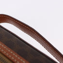 CELINE Macadam Canvas Vanity Hand Bag PVC Leather Brown Gold Auth 194878A-8