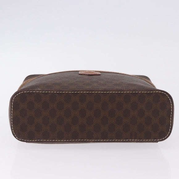 CELINE Macadam Canvas Vanity Hand Bag PVC Leather Brown Gold Auth 194878A