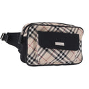 BURBERRY Nova Check Waist Bag Nylon Beige Silver Auth 194879A-1