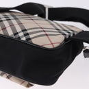 BURBERRY Nova Check Waist Bag Nylon Beige Silver Auth 194879A-13