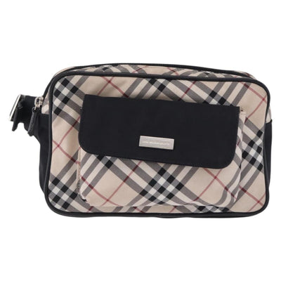 BURBERRY Nova Check Waist Bag Nylon Beige Silver Auth 194879A - 0