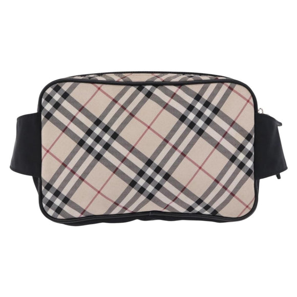 BURBERRY Nova Check Waist Bag Nylon Beige Silver Auth 194879A