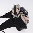 BURBERRY Nova Check Waist Bag Nylon Beige Silver Auth 194879A-5