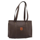 CELINE Macadam Canvas Tote Bag PVC Leather Brown Gold Auth 194880A-1