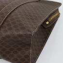 CELINE Macadam Canvas Tote Bag PVC Leather Brown Gold Auth 194880A-10