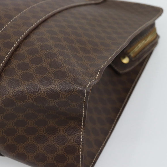 CELINE Macadam Canvas Tote Bag PVC Leather Brown Gold Auth 194880A