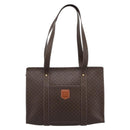 CELINE Macadam Canvas Tote Bag PVC Leather Brown Gold Auth 194880A-2