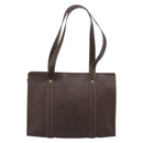 CELINE Macadam Canvas Tote Bag PVC Leather Brown Gold Auth 194880A-3