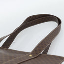 CELINE Macadam Canvas Tote Bag PVC Leather Brown Gold Auth 194880A-8