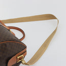 CELINE Macadam Canvas Boston Bag PVC Leather 2way Brown Gold Auth 194881V-15