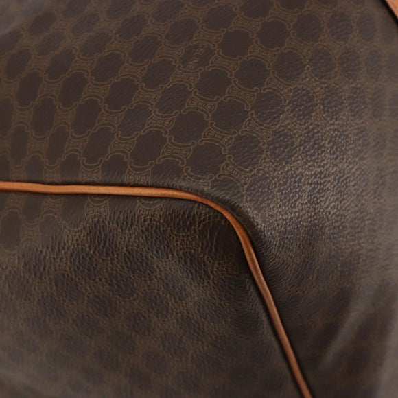 CELINE Macadam Canvas Boston Bag PVC Leather 2way Brown Gold Auth 194881V
