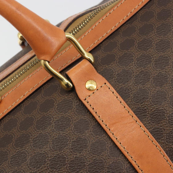 CELINE Macadam Canvas Boston Bag PVC Leather 2way Brown Gold Auth 194881V
