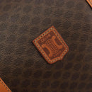 CELINE Macadam Canvas Boston Bag PVC Leather 2way Brown Gold Auth 194881V-21