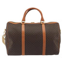 CELINE Macadam Canvas Boston Bag PVC Leather 2way Brown Gold Auth 194881V-2
