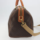 CELINE Macadam Canvas Boston Bag PVC Leather 2way Brown Gold Auth 194881V-4