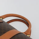 CELINE Macadam Canvas Boston Bag PVC Leather 2way Brown Gold Auth 194881V-14