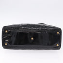 Christian Dior Lady Dior Canage Bag Patent Leather 2way Black Gold Auth 194882-12