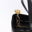 Christian Dior Lady Dior Canage Bag Patent Leather 2way Black Gold Auth 194882-18