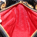 Christian Dior Lady Dior Canage Bag Patent Leather 2way Black Gold Auth 194882-21