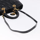Christian Dior Lady Dior Canage Bag Patent Leather 2way Black Gold Auth 194882-9