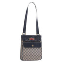 GUCCI GG Canvas Sherry Line Shoulder Bag Navy Gold Auth 194883-1