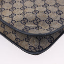 GUCCI GG Canvas Sherry Line Shoulder Bag Navy Gold Auth 194883-10