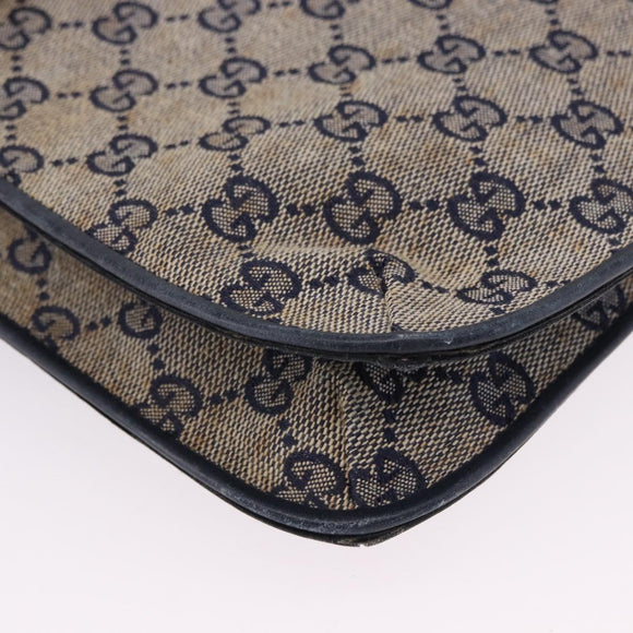 GUCCI GG Canvas Sherry Line Shoulder Bag Navy Gold Auth 194883