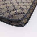 GUCCI GG Canvas Sherry Line Shoulder Bag Navy Gold Auth 194883-11
