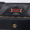 GUCCI GG Canvas Sherry Line Shoulder Bag Navy Gold Auth 194883-14