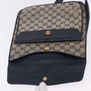 GUCCI GG Canvas Sherry Line Shoulder Bag Navy Gold Auth 194883-15