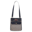GUCCI GG Canvas Sherry Line Shoulder Bag Navy Gold Auth 194883-2