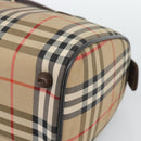 Burberrys Nova Check Boston Bag Canvas Beige Gold Auth 194885-9