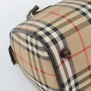 Burberrys Nova Check Boston Bag Canvas Beige Gold Auth 194885-14