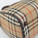 Burberrys Nova Check Boston Bag Canvas Beige Gold Auth 194885-16